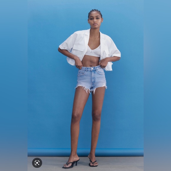 Zara hi rise denim shorts - Picture 1 of 7